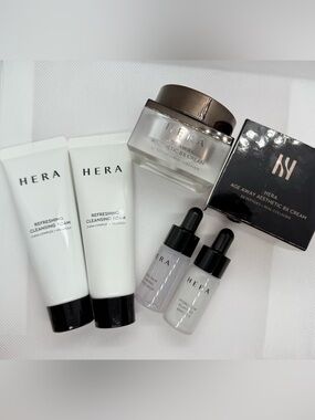 HERA Skin Care Bundle - Age Away Aesthetic BX Cream, Cleansing Foam & Ampoules